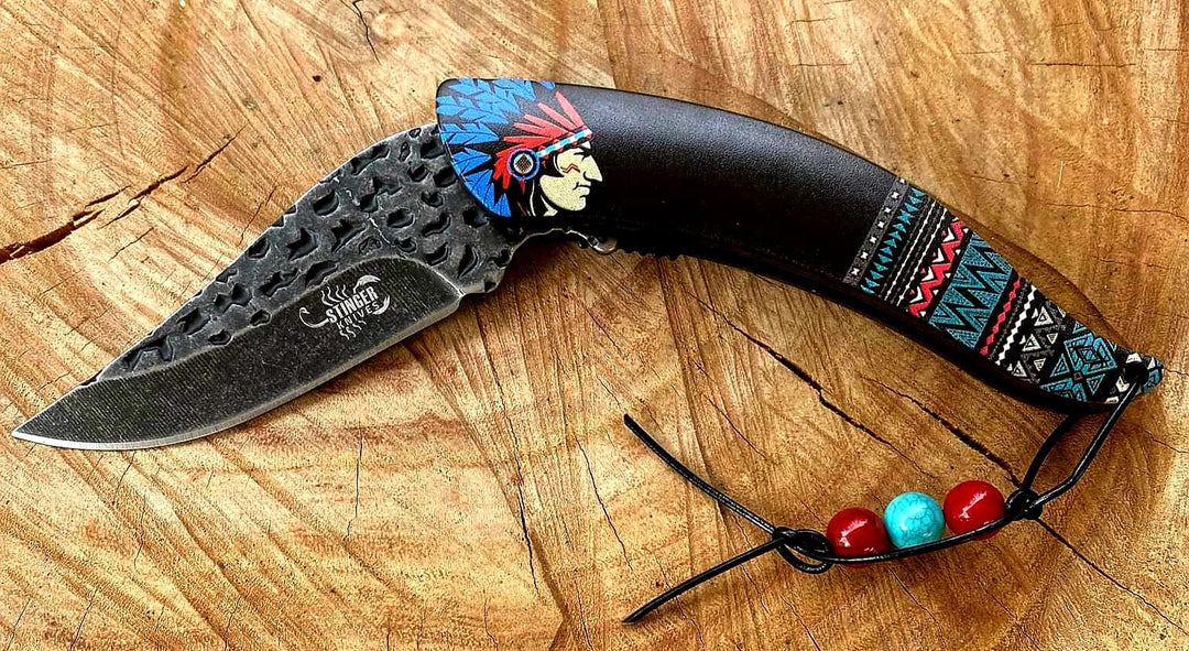 Knive - Native American Indian Print Pocket Knife