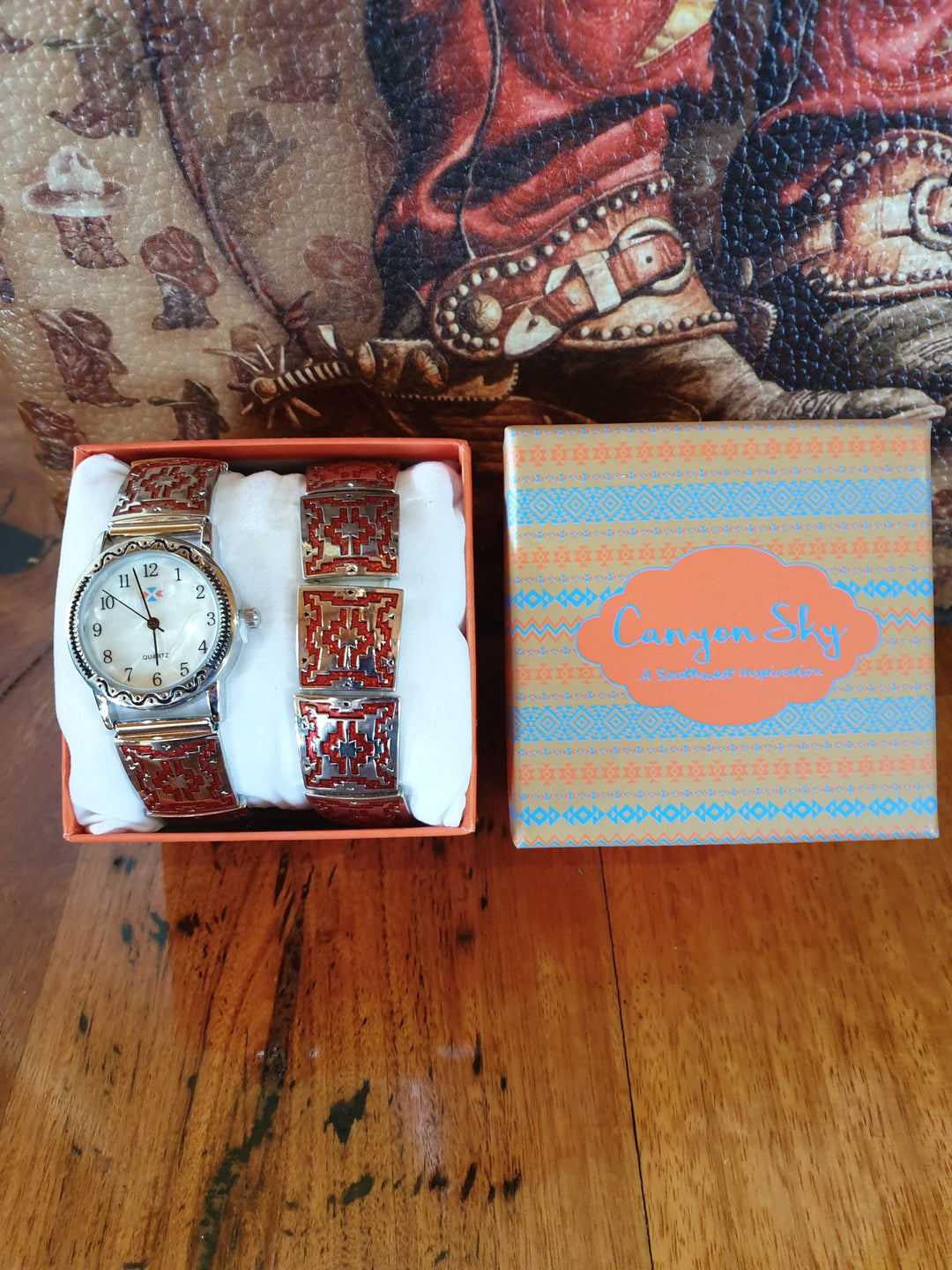 Canyon Sky Women's Navajo Design Watch with Matching Bracelet