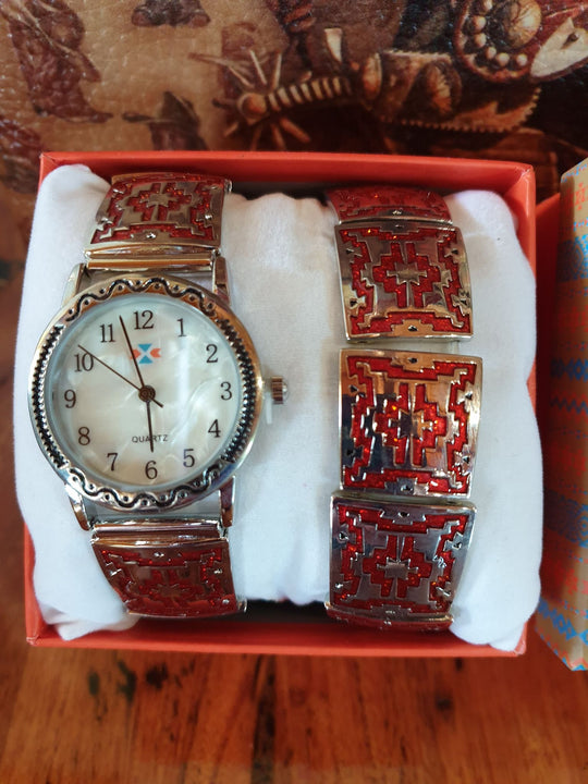 Canyon Sky Women's Navajo Design Watch with Matching Bracelet