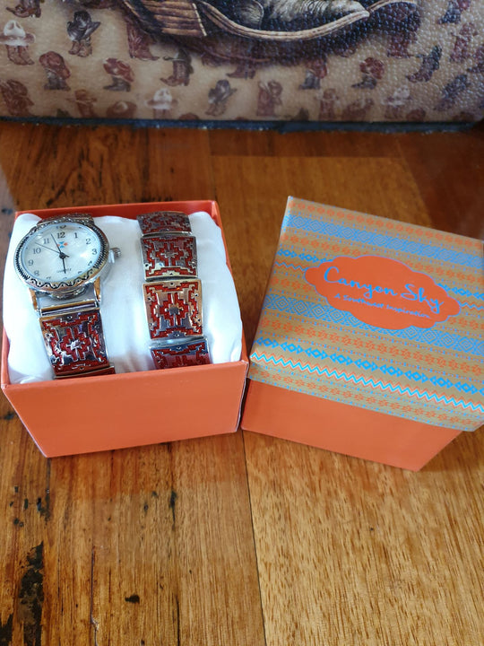 Canyon Sky Women's Navajo Design Watch with Matching Bracelet