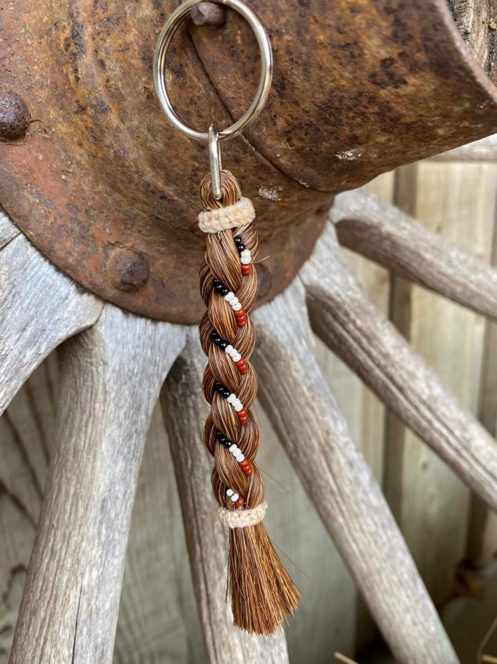 Gift - Genuine HH Braided Tail Key Ring with Beads