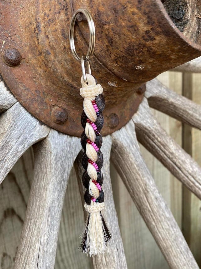 Gift - Genuine HH Braided Tail Key Ring with Beads