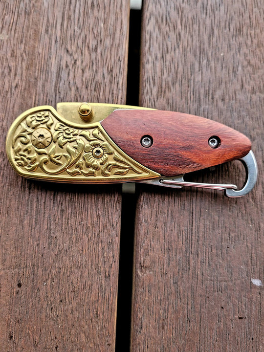 Knife - Small Pocket Knife Embossed Design GLD