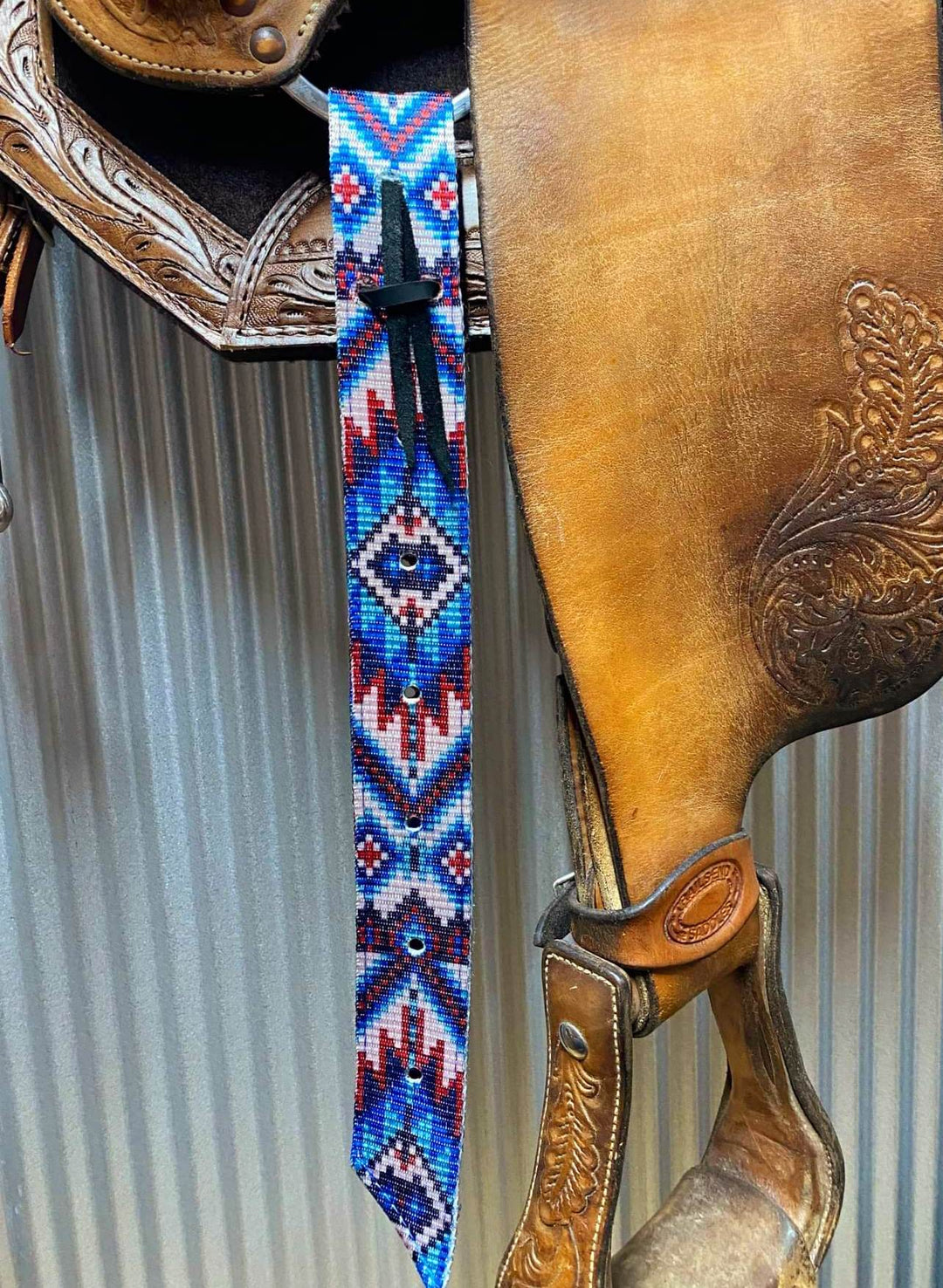 Billett - Western Billett Latigo Tie Strap SET Tribal Blue