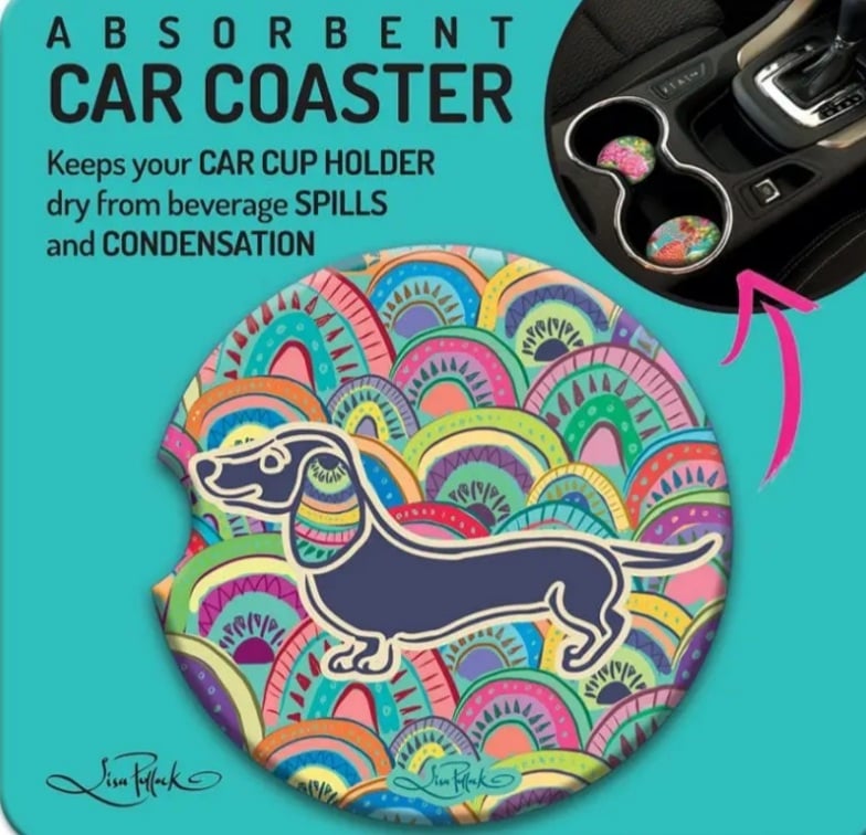 Car Coaster Rainbow Dachshund