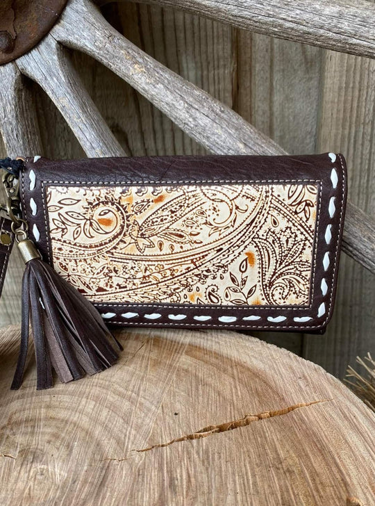 Western Leather Purse with Tassle & Wristlet wallet