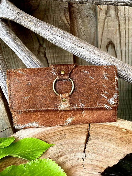 Western Hide Purse Genuine Hair on Hide and Leather  Tan & White Hide