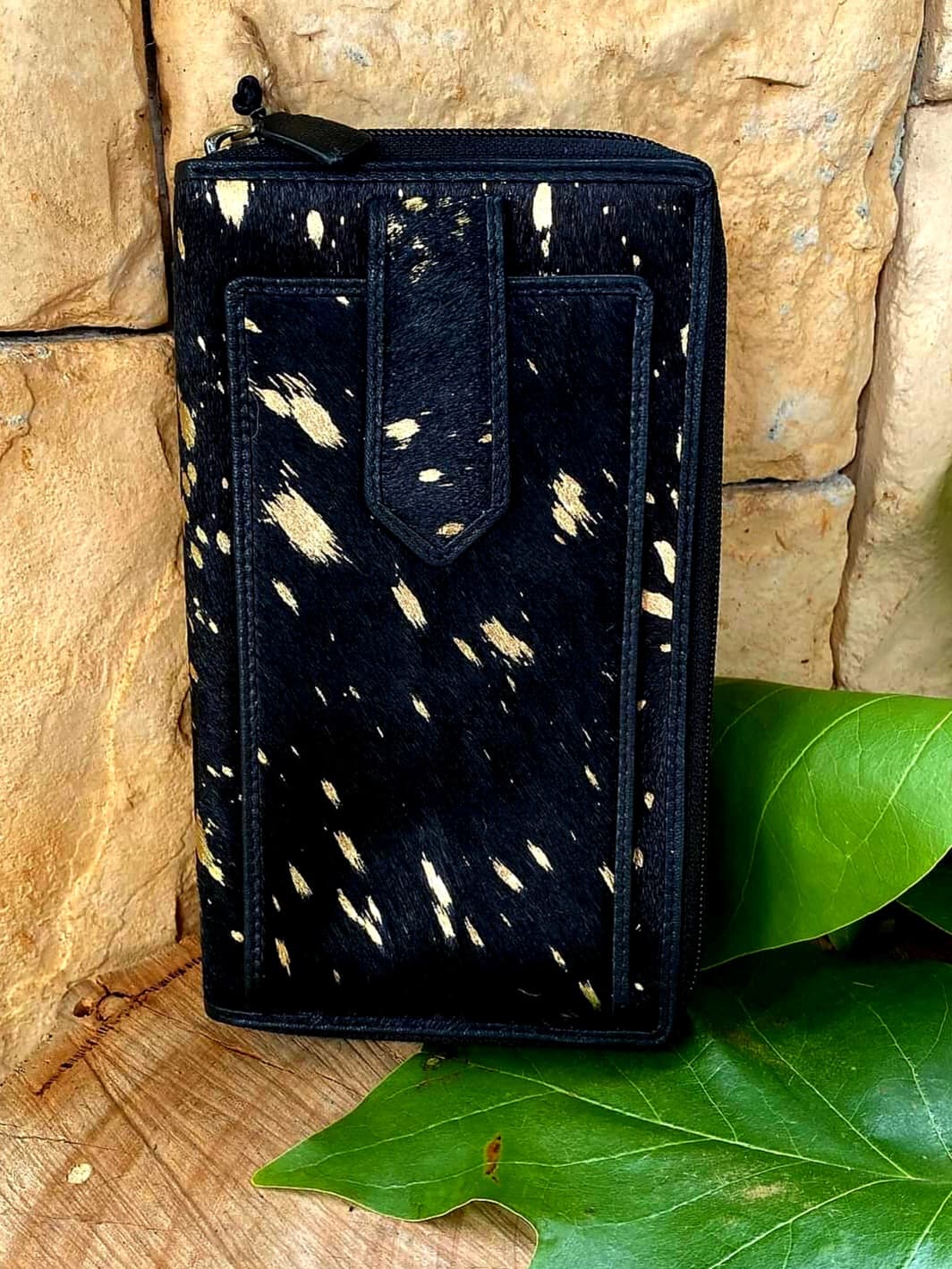 Western Hide Genuine Hair on Hide Leather Phone Wallet