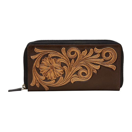 Western Leather Purse Tooled Leather Detail wallet