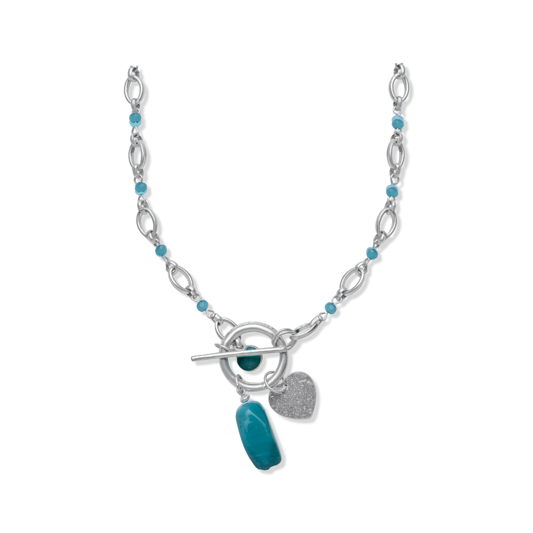 Necklace - Faux Turquoise Stone Charm