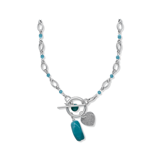 Necklace - Faux Turquoise Stone Charm