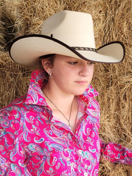 HATS - Western Outback Quality Palm Leaf Barrel Racer Style Size 55 or 56