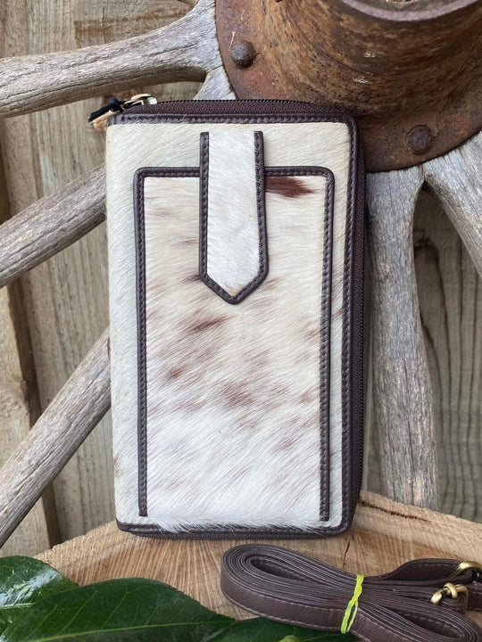 Western Hide Genuine Hair on Hide Leather Phone Wallet