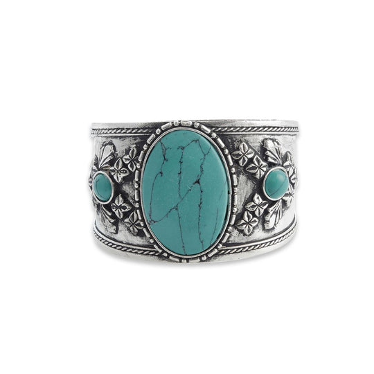 Cuff - Metal Cuff with Faux Turquoise Stone