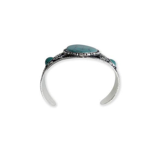 Cuff - Metal Cuff with Faux Turquoise Stone