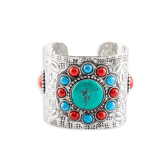 Cuff - Metal Cuff with Faux Turquoise Stone