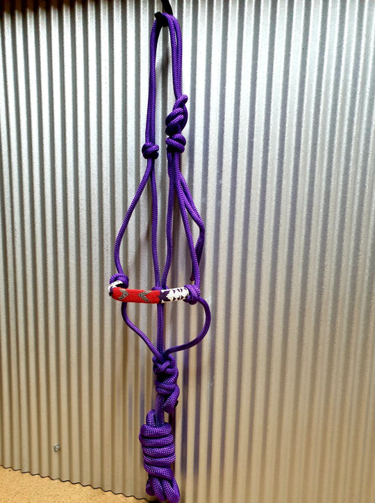 Halter - Cowboy Knot Halter with Beaded Nose Band Purple