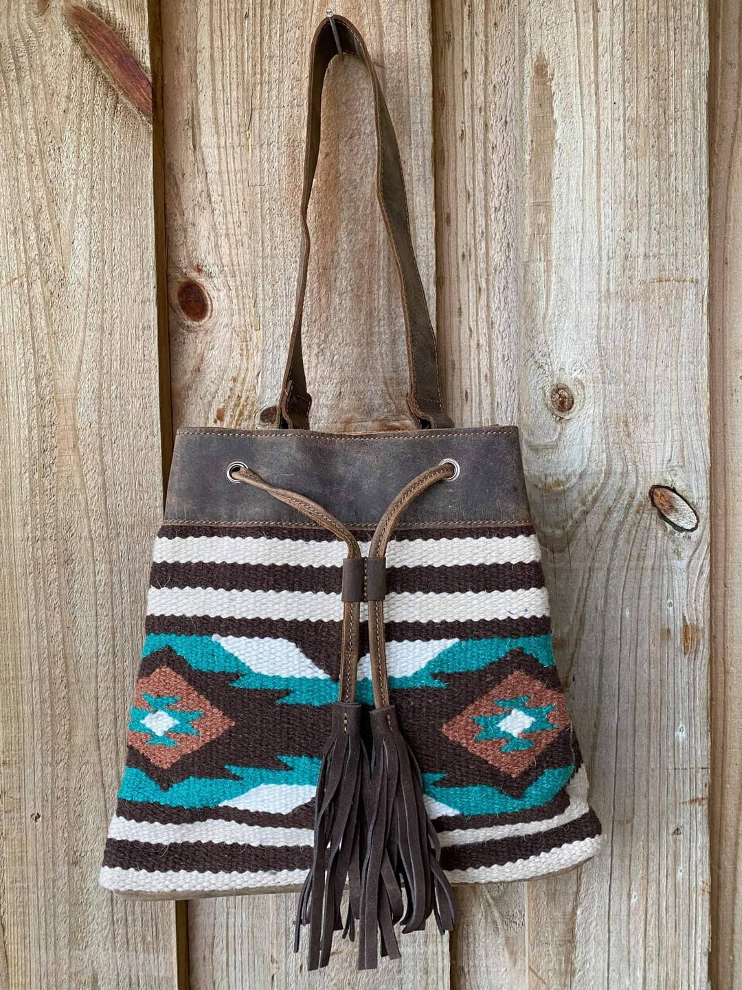 Western Leather, Woolen Saddle Blanket Bucket Bag