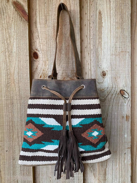 Western Leather, Woolen Saddle Blanket Bucket Bag