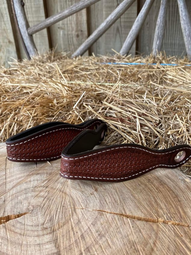 Slobber - Slobber Straps  Basketweave Tooled Leather