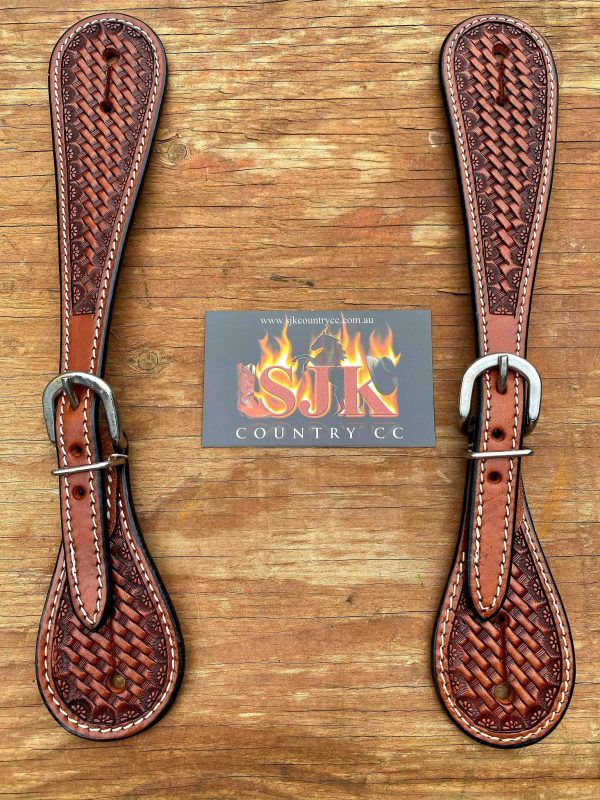 Straps -  Leather Basketweave Men's Spur Straps