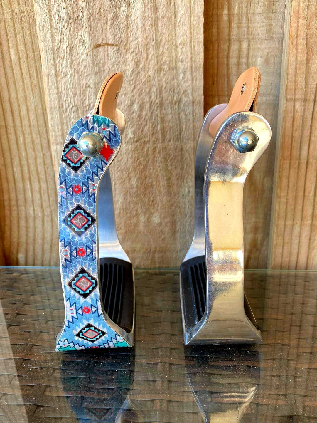 Stirrups - ®   Shimmering Navajo print stirrup