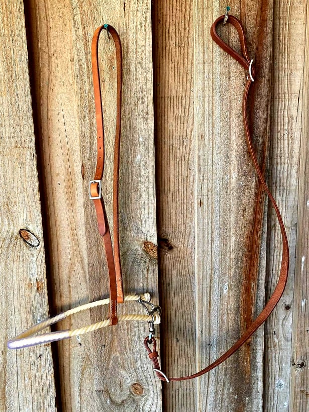 Noseband - Lariat Noseband Tie Down Set  Natural