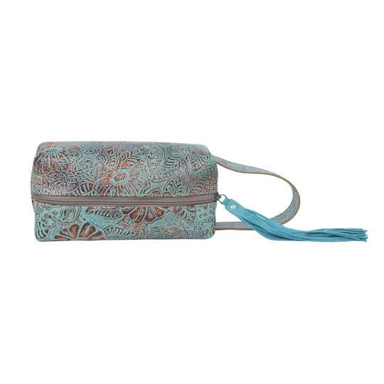 Genuine Embossed Leather Cosmetic Bag