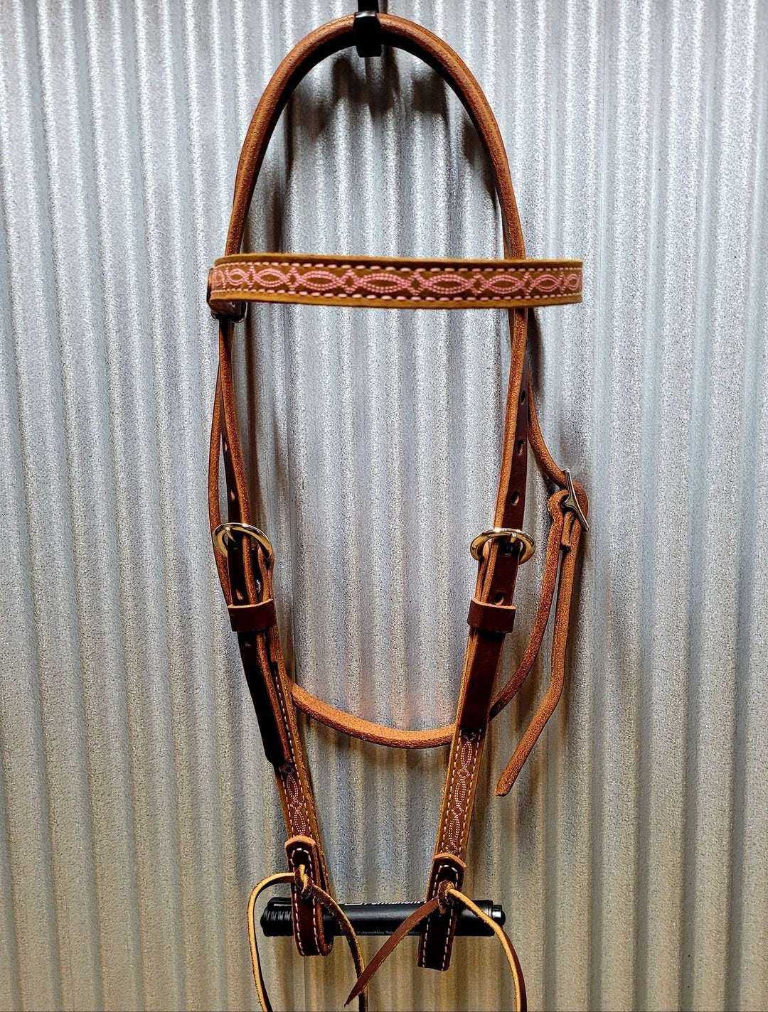 Western Bridle Weaver Soft Harness Leather Headstall with Boot Stitch Detail