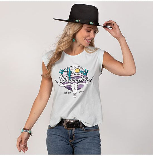 Wrangler Retro Sunset Longhorn Tank  Tee